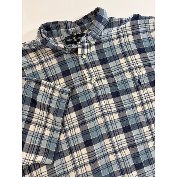 Ralph Lauren Other - Ralph Lauren Purcell Mens XL Blue Plaid Short Sleeve Cotton Popover Shirt